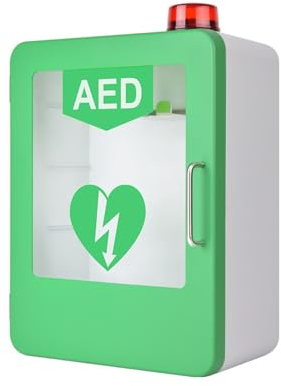 IINCOOY Armadietto di Stoccaggio for DAE, Scatola Esterna Cardiaca, Scatola di Allarme for Defibrillatore Esterno Automatico, Armadietto di Pronto Soccorso