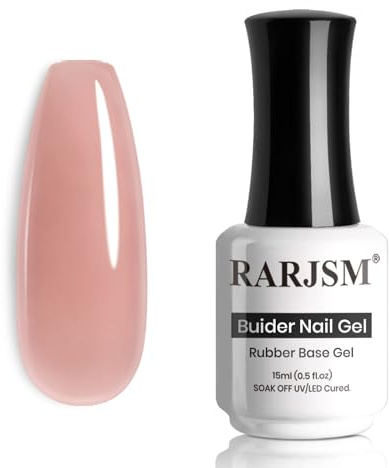 RARJSM Rubber Base Coat Gel Polish Nude Dirty Pink Skin Tone Rubber Base Gel for Nails Natural Nude Color French Manicure Extend Gel Soak Off Curing Requires Single Bottle 15ml Salon Home DIY Use