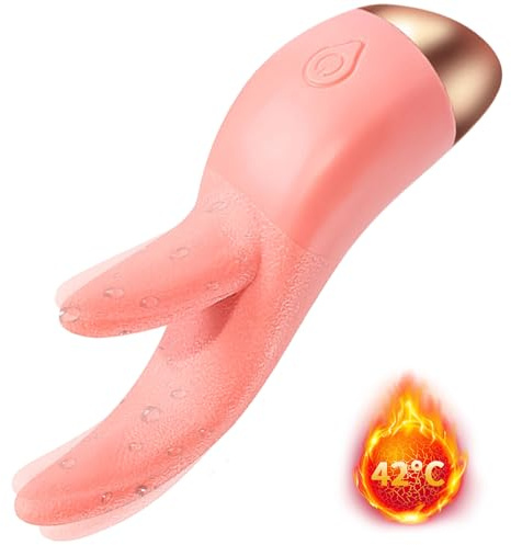 LZYLWC Doppelzungenvibrator mit Heizfunktion 2 in 1 G-Punkt Vibrator Sex spielzeug mit 10 Vibrationsmodi Zungenvibrator Lecken Frauen Klitoris für die Frau Vibratoren für Frauen