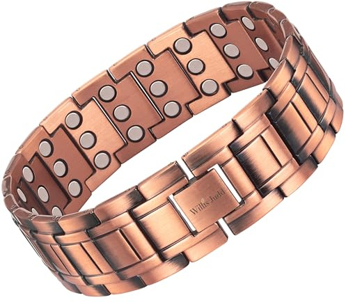 Willis Judd Mens Copper Magnetic Bracelet Extra Wide Magnetic Bracelets for Men Adjustable Length