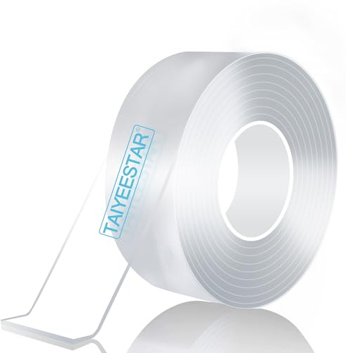 Taiyeestar 5m Doppelseitiges Klebeband Extra Stark Transparent, Ablösbar nicht markierend Doppelseitiges transparentes Nano tape, für Teppich/Foto Wand/Küche/Zuhause, 2mm Dicke, 15mm Breit