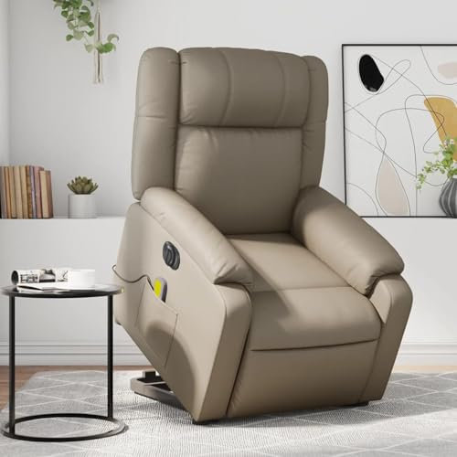 Homgoday Massagesessel mit Aufstehhilfe Elektrisch, Fernsehsessel Relaxsessel Aufstehsessel Seniorensessel mit Liegefunktion, Ruhesessel TV Sessel für Wohnzimmer Cappuccino Kunstleder