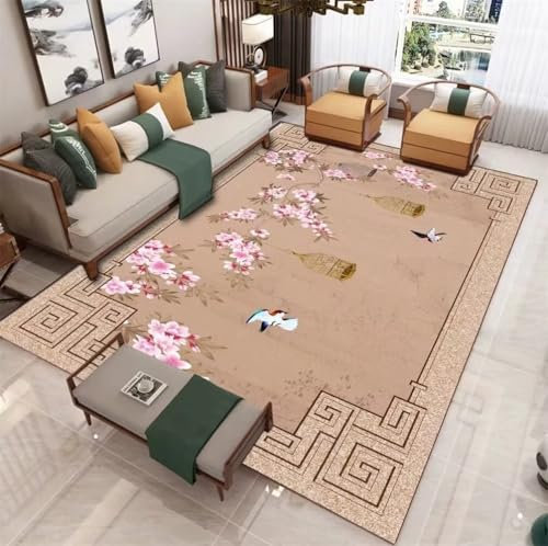 RUGMRZ Aesthetic Teppich 60x110CM wc arbeitszimmer Rosa Eleganter und schicker Wohnzimmerteppich mit orientalischem Blumenmuster