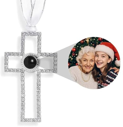 Personalisierte Schneeflocke Weihnachtsschmuck, Personalisierter Foto Projektion Ornament Weihnachtsdeko, Personalisiert Weihnachtsanhänger mit Foto, Fotogeschenke für Paare, Familie und Freunde