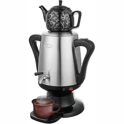 Elektrische türkische Kaffeemaschine,Truthahn-Kaffeemaschine,Wasserkocher mit Anti-Verbrühungs-Griff,4 l Edelstahltopf und 1 l Keramik-Teetasse,elektrischer Wasserkocher, Teekocher-Wasserkocher-Set