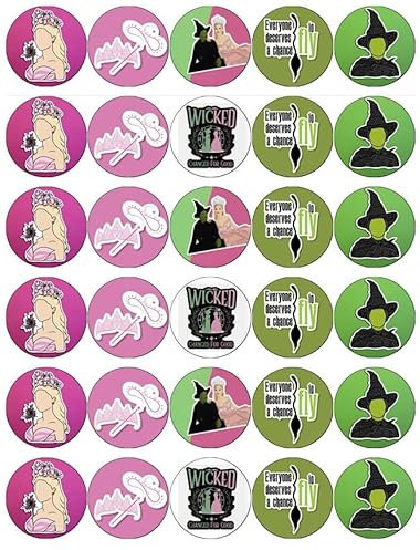 30 Wicked Movie Inspired Pre Cut Cupcake Cake Toppers Premium Edible Wafer Paper Fairy Toppers Birthday Celebration Cakes Decorations Party NO CUTTING REQUIRED