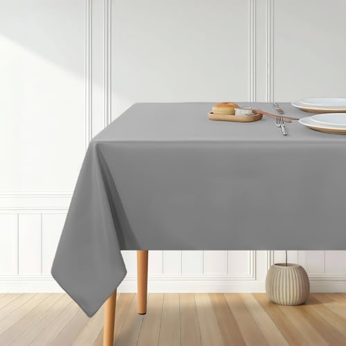 AMFUN Tischdecke aus Polyester, Tischdecke Abwaschbar, Grau Tischdecken 200x140cm, Abwischbare Tischtuch für Wohnzimmer, Esszimmer, Balkon, Garten