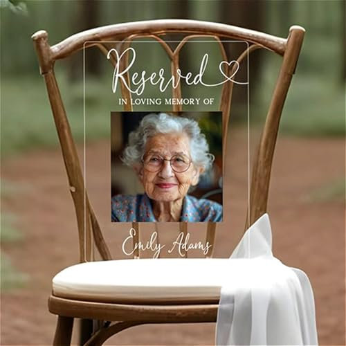 Placa conmemorativa personalizada con texto en inglés Reserved Memorie para decoración de boda, regalo de condolencias, acrílico para boda (tamaño grande, 14 x 10 pulgadas)