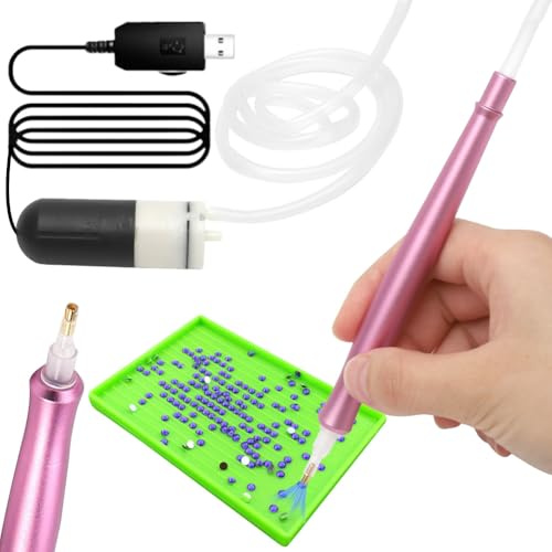 Yuraigm Elektrischer Diamond Painting Stift, Vakuum Diamond Paint Stift, Diamond E-Painter Neuer 2025 Diamant Painting Zubehör Stift mit Vakuum-Pumpe, Schneller DIY Diamont Painting Aufnahme-Stift