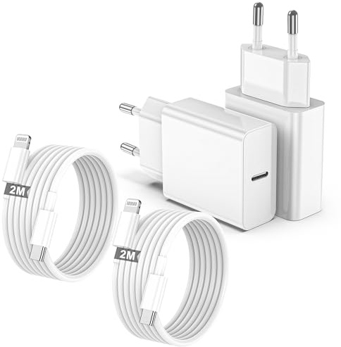 Chargeur iPhone,2 Pièces Chargeur Rapide avec 2M Câble USB C,Type C Adaptateur Secteur pour Original Apple iPhone 14/13/12/11/Plus/Pro/Pro Max/SE/X/XS/XR SE/8/7/6Plus