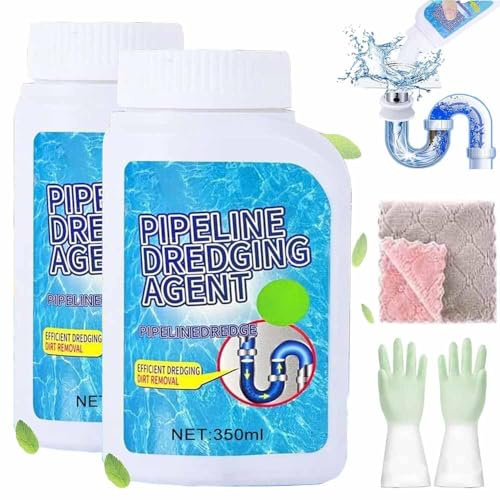 2Pcs Powerful Pipe Dredging Agent,2025 New Drain Cleaner,Drain Clog Remover Agent For Kitchen Toilet Pipeline Quick Cleaning Tool, For Home Users