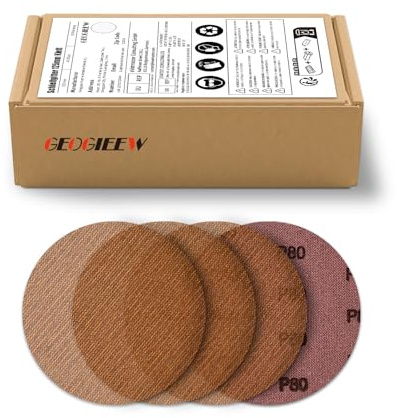 GEOGIEEW Disque Abrasif 125mm Papier à Poncer Grain 240-50 Pièces | Disque de Poncage Durable | Idéal pour Ponceuses Cloisons Sèches