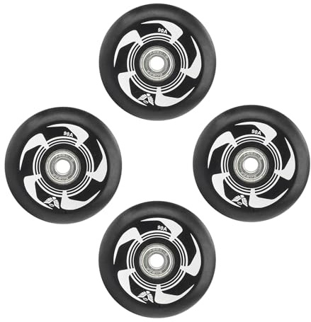 JCXYL EV 90A Inlineshjul för enkelrad utomhus inomhus 72 mm 76 mm 80 mm PU Inlineshjul för rullskridskor utomhussporter 4-pack,Black and white,80mm