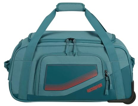 American Tourister City Racer - Maleta 55cm/50L - Ruedas, Compartimento Zapatos, múltiples Espacios - Impermeable, Funda Inteligente, Robusta - Azul (Gasolina)