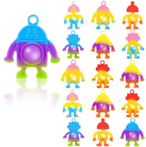 JEYORZY 15 Stück für Kinder Tierische Fidget-Spielzeug Schlüsselanhänger, Kindergeburtstag Mitgebsel & Stressabbau Spielzeug für Schule, Weihnachtsfeiern und Überraschungstüten, Zufälliger Stil