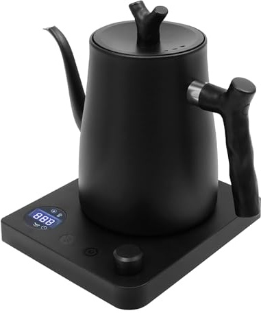Smart Schwanenhals elektrischer Wasserkocher 1 L mit LED-Anzeige und Temperatureinstellung, 40-100°C justierbar, 304 Edelstahl, 36 Stunden thermische Konservierung, Anti-Dry Burn Protection (Schwarz)