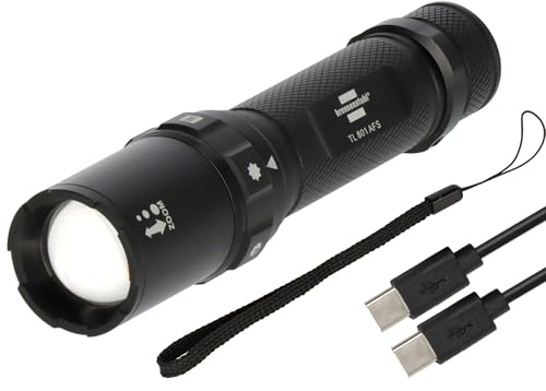Brennenstuhl Akku Fokus Selektor LED Taschenlampe TL 801 AFS IP44, 800lm | 230m Leuchtweite, fokussierbar, max. 42h, 6 Modi inkl. SOS & strobe, IP44 Outdoor Taschenleuchte inkl. USB C Ladekabel
