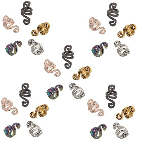 AUTSUPPL 50pcs Vintage Metal Hair Charms for Braids Dreadlock Spiral Cuffs Easy to Use Braiding Hair Decorations Suitable for Occasion Or Indoor Gatherings