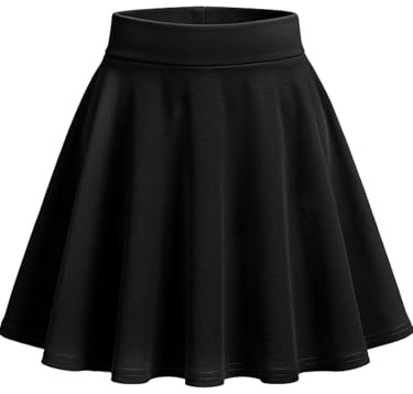 BALAYSIER Women's Black Mini Skirt with Shorts Elastic High Waist Skater Skirt A Line Pleated Skirts for Daily Dating Party(Black,XL)