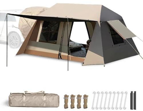 Funien Tienda de Techo para SUV, Tienda de Techo para Coche, Puerta Trasera, Campaña, Configuración Rápida Automática con Protección Solar UPF50+, PU3000mm, Resistente a (Recubrimiento Negro Ti)