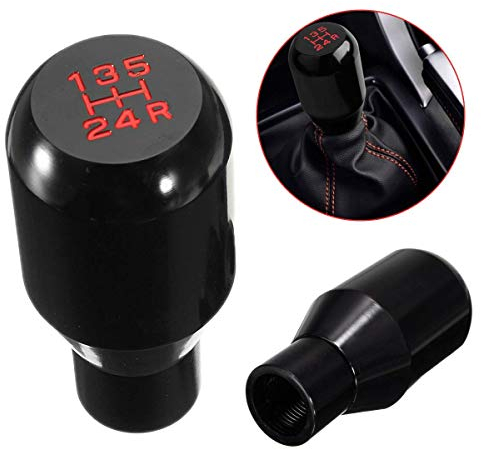 SAILINE Shifter Adapter Universal 5 Speed Manual Metal Chrome Gear Shift Knob Lever Stick Pen Handle Head Car Styling Accessories Racing Style (Black) (Black)