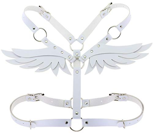 FM FM42 Harnais avec anneau torique et ailes d'ange dans le dos (16 couleurs) - blanc - réglable