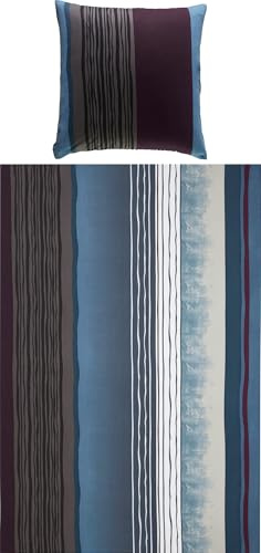 REDBEST Bettwäsche, Bettgarnitur Single-Jersey blau-anthrazit Größe 80x80 cm / 155x220 cm - Wendekissenbezug, temperaturausgleichend, bügelfrei, mit Reißverschluss