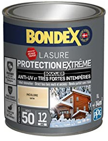 BONDEX - Lasure Bois Protection Extrême - Anti-UV/Humidité - Haute Résistance - Séchage Rapide - 1L - Incolore