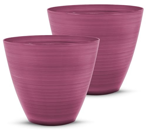 SG Traders Plastic Plant Pots Flower Pot with Drainage Holes, Garden Planters for Outdoor, Plant Containers for Home, Stylish Glossy Design Garden Flower Pots, Set of 2, 25cm,30cm Outdoor Flower Pots