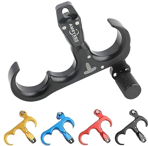 surwolf Bågskytte release Aids Arc Compound 3 fingrar tumurkoppling hjälpmedel remskiva båge med metall D Loop, RH och LH (svart)