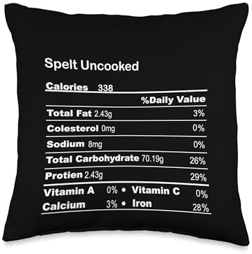 Family Matching Thanksgiving Tee for Family Funny Spelt Uncooked Thanksgiving Nutritional Fact Throw Pillow, 16x16, Multicolor