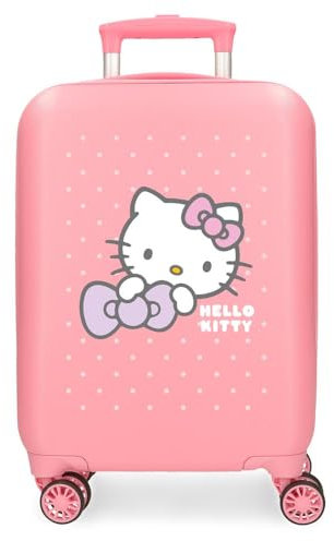 Hello Kitty My Favourite Bow, valigia cabina, valigia per bambini, realizzata in ABS, quattro ruote doppie a rotazione multidirezionale, pratica interna con due scomparti elastici in gomma., Rosa,