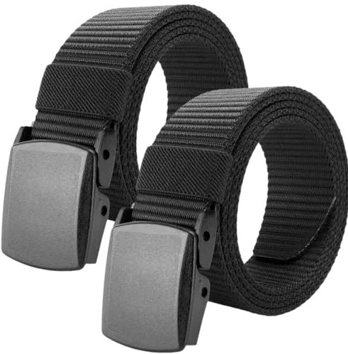 ZOCONE 2 Piezas Cinturón Táctico 1.5''x53'' Para Hombre y Mujer - Militar, de Trabajo Con Hebilla Plástico, Nylon Ajustable, de Tela Sin Metal Para Viajes y Deportes