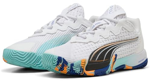 PUMA Unisex Nova Elite Tennisschuh, Weiß Schwarz Lebendiges Blau Heat Fire, 40 EU