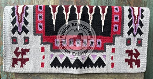 EQUIEMPRESS Sattelunterlage Western Ranch/Westernsatteldecke aus Neuseelandwolle, Top Wool Pad Sensor Flex (Anpassung möglich) A-244 (34 x 34)