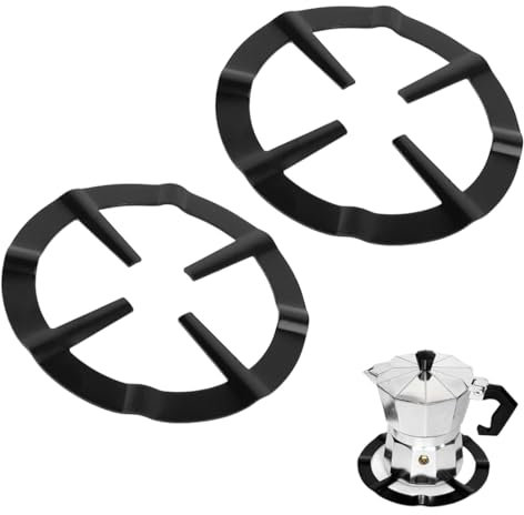 OUDQFCJ 2 Pezzi Riduttore Fornello Gas in Ghisa, Supporto per Moka, Croce per Fornelli a Gas, Adattatore per Caffettiera e Pentole Piccole, Accessorio Cucina (13 x 13 x 2 cm)