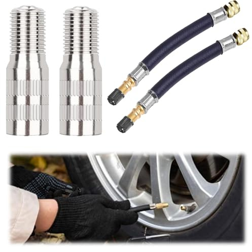 FWORUAIS 4 Stück Auto Reifen Ventilverlängerungen Messing Autoventil Ventilverlängerung Flexible 21cm Gummi Reifen Ventil Kupfer Ventiladapter Reifen Verlängerung Adapter für Auto Motorrad Fahrrad