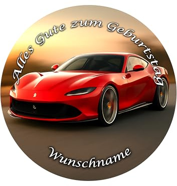 Tortenaufleger Wunschname Auto Sportwagen Ø 20cm 02505 | Tortendeko, Cake Decoration, Fondant, Top Qualität