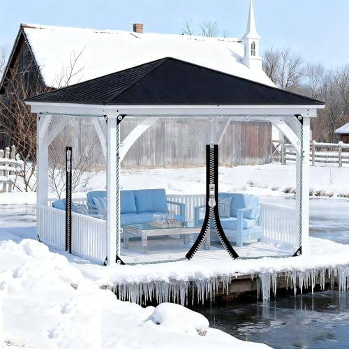 Toldo Transparente con Cremallera Preparado para El Invierno, Cortinas Laterales para PéRgolas Resistentes A La Intemperie XINYUL(7x8ft/2x2.5m)
