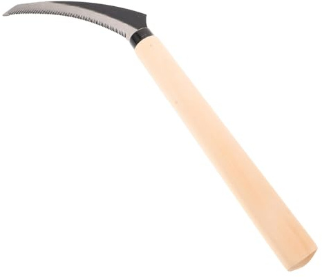 YARNOW Falcetto Manuale da Giardino con Lama Seghettata in Acciaio Coltello per Taglio e Rimozione Zolle Strumento Multifunzione per Raccolta Erbacce e Prato con Manico in Legno