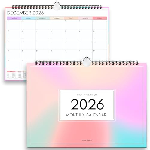 Calendario mensile da parete 2026, carta da 250 g/m², rilegatura a doppio filo, perfetto per pianificare e organizzare eventi, vacanze e compleanni (colorato, formato A4)