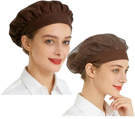 NiceYnn 2Pcs Chapeau de Chef Cuisine Toque de Cuisinier | Bonnet Elastique en Filet pour Restauration Boulanger Service Alimentaire Réutilisable