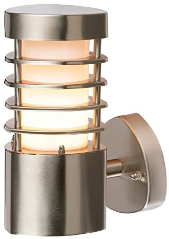 Bliss Brushed Stainless Steel Finish Outdoor Garden Porch Security LED Compatible Wall Light IP44 Rated