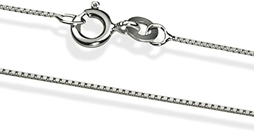 PRINS JEWELS 14 Karat / 585 Gold Italienisch Venezianer Box Kette Weißgold Unisex - Breite 1 mm - verschiedene Längen