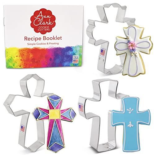 Ann Clark Cookie Cutters Cross Cookie Cutters 3-Pc. Set Made in USA, Holy Cross, Extra Large Cross, Fancy Cross