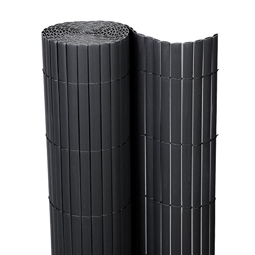 Lestarain PVC Sichtschutzzaun Sichtschutzmatte Gartenzaun Sichtschutz Windschutz für Balkon &Terrasse,Grau 400 * 90cm