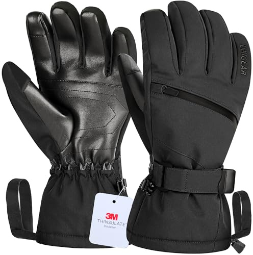Unigear Guantes de Esquí Impermeable Super Cálido Calientes Nieve Snowboard Pantallas Táctiles Anti-Viento Antideslizante Esquiar Acampada y Senderismo Ciclismo Deportes Invierno Unisex