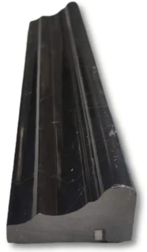 Black Marble Polished 2 X 12 Crown (Mercer) Molding Trim Liner Tile-5 pcs.