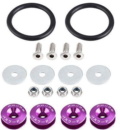 rondelle alluminio rondelle alluminio Kit di fissaggio per paraurti per auto, rondella per paraurti in lega di alluminio/kit di fissaggio vano motore per bulloni Chiusura rapida(Viola) adatto per r