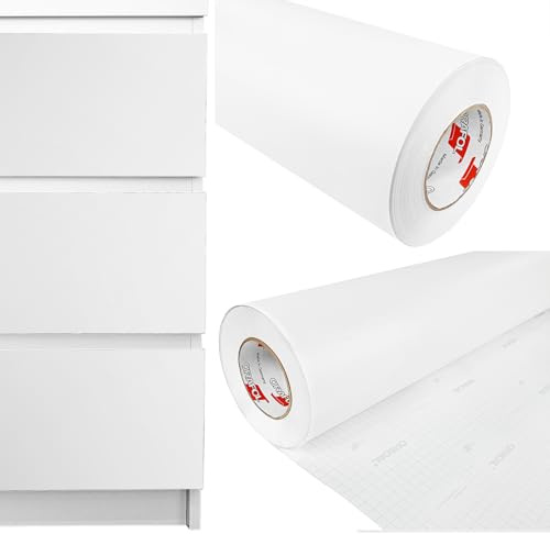 Möbelfolie selbstklebend 100x700 cm | Einfarbig Klebefolie für Möbel | Klebefolie Möbel - einfache Anwendung, ideal für die Renovierung von Küche oder Bad | Möbelfolie | Weiß Matt